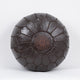 LEATHER MOROCCAN POUF, OTTOMAN, FOOTSTOOL - DARK BROWN