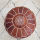 Leather Moroccan Pouf - Dark Tan