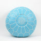 LEATHER MOROCCAN POUF, OTTOMAN, FOOTSTOOL - TURQUOISE