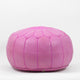 LEATHER MOROCCAN POUF, OTTOMAN, FOOTSTOOL - FUSHIA