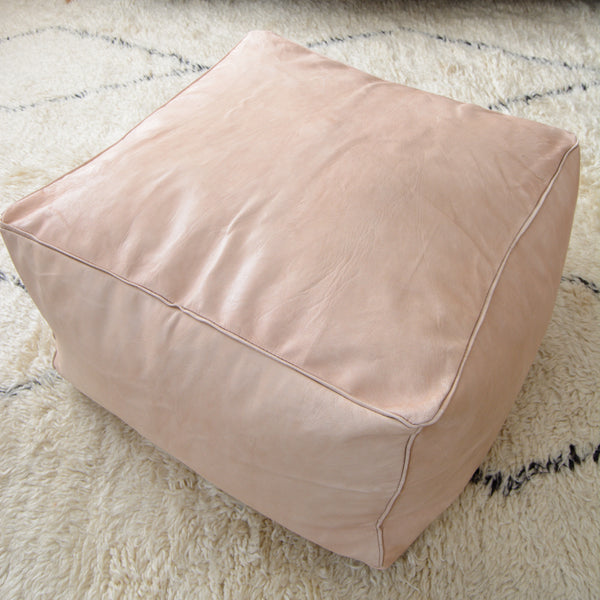 24”x24”x16” Large square Moroccan Pouf - Natural - Unstuffed